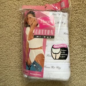 NEW Vintage Hanes Her Way Cotton Hi-Cut 6 Pair Size 9 .